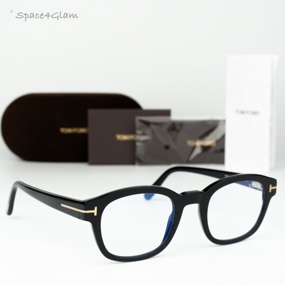 Tom Ford Women Eyeglasses Black Blue Light Block Square FT5808 001 BRAND NEW - Picture 1 of 10